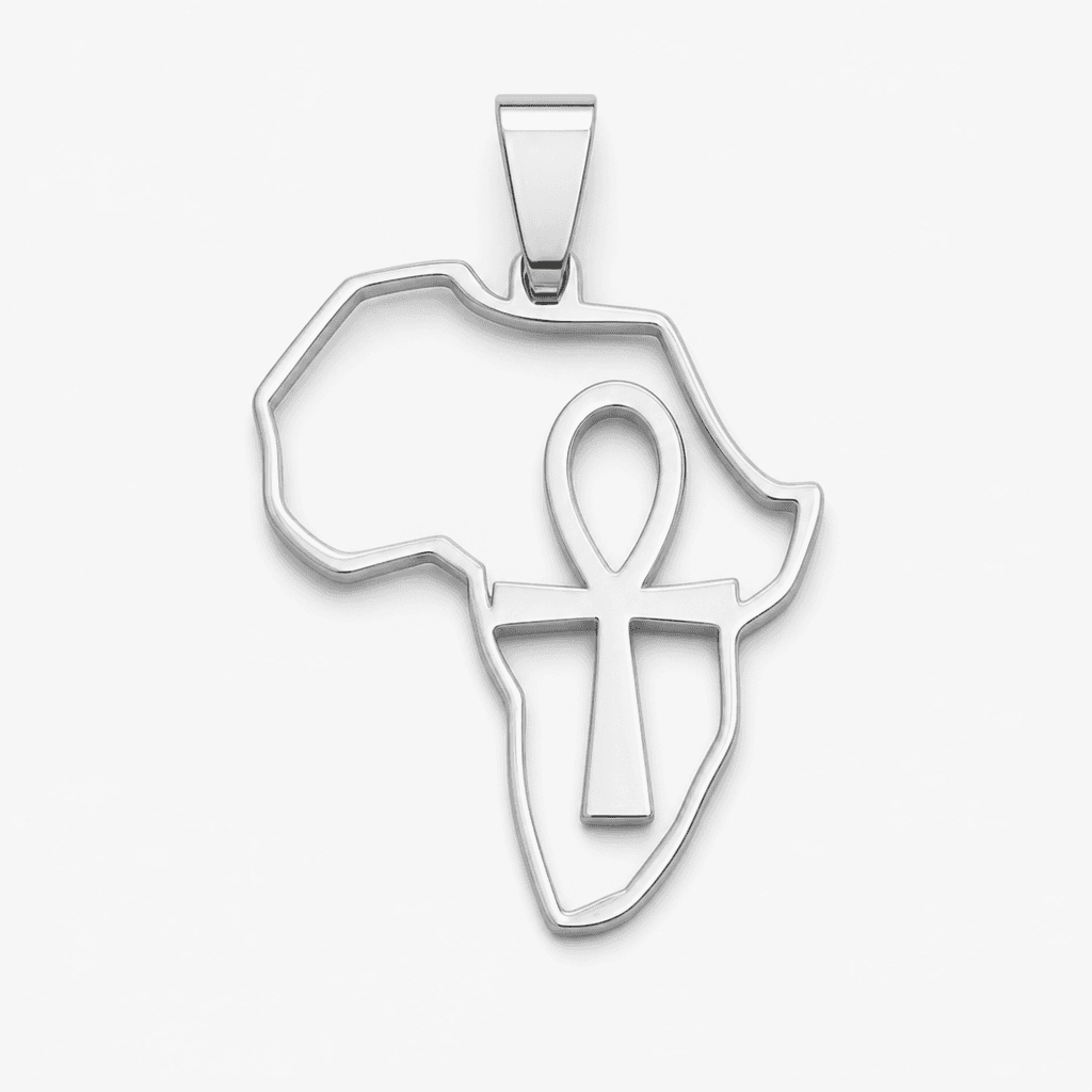 Africa Outline Ankh Pendant in Silver