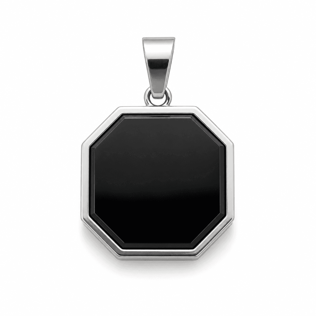 Black Onyx Octagon Pendant in Gold