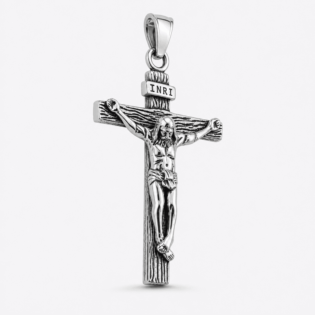 INRI Crucifix Pendant in Silver
