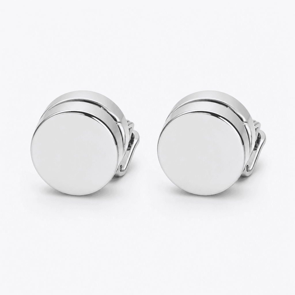 Disc Stud Clip-On Earrings in Silver