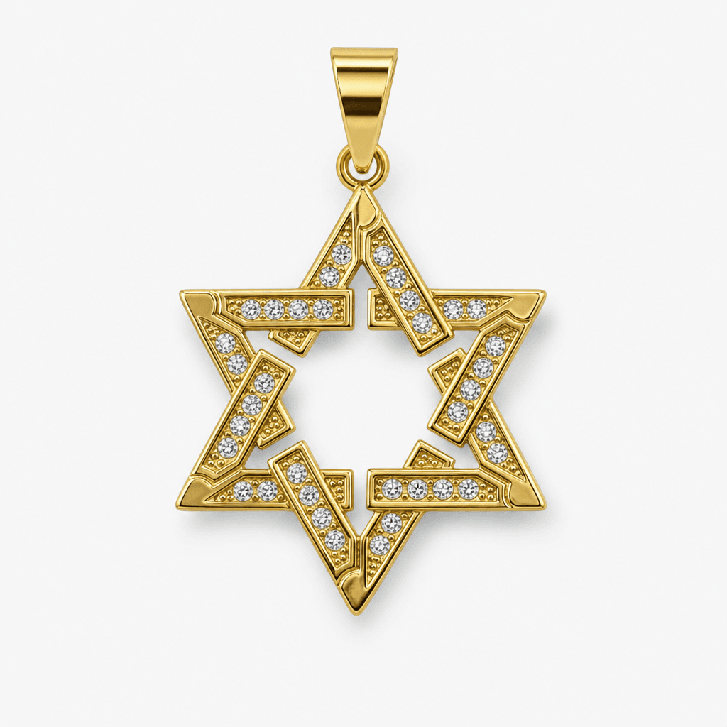 Iced Star of David Pendant in Gold