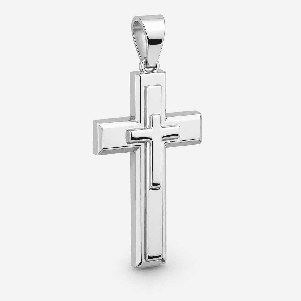 Laminated Cross Pendant in Silver
