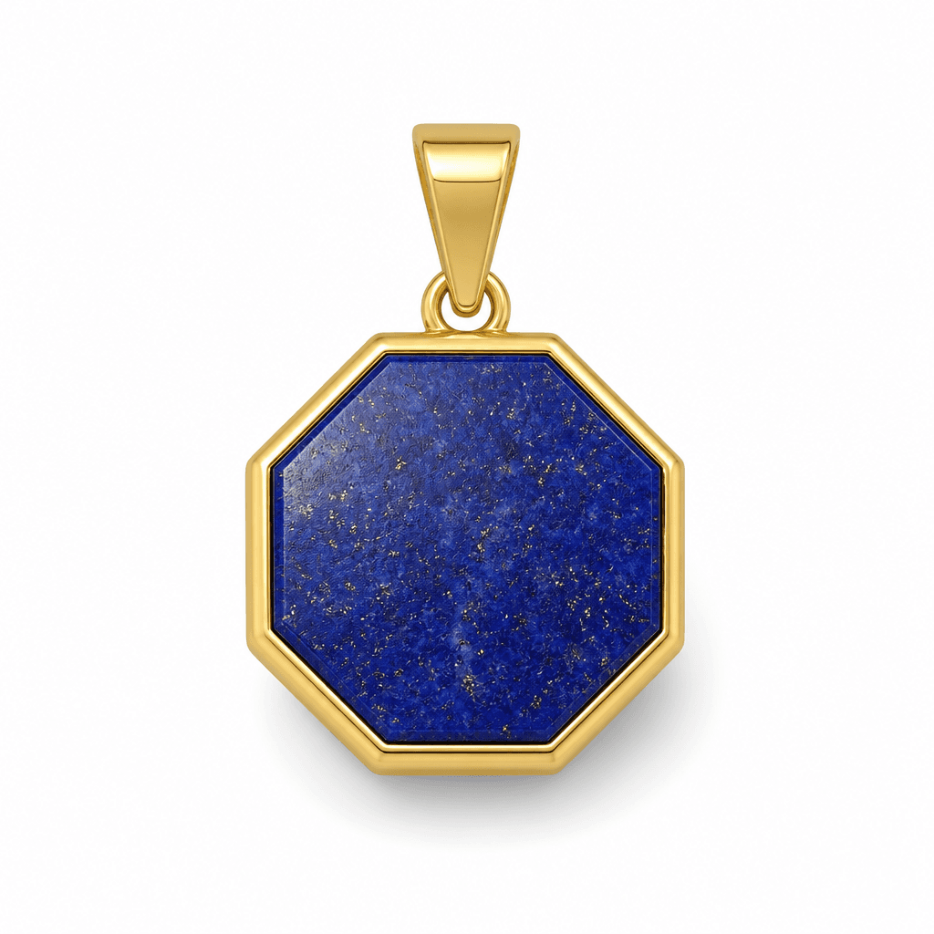 Lapis Lazuli Octagon Pendant in Gold