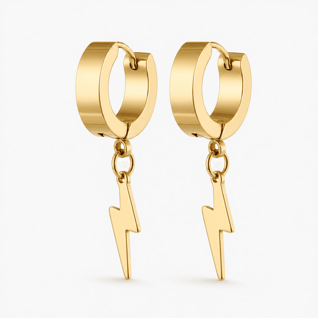 Lightning Bolt Huggie Earrings in Gold