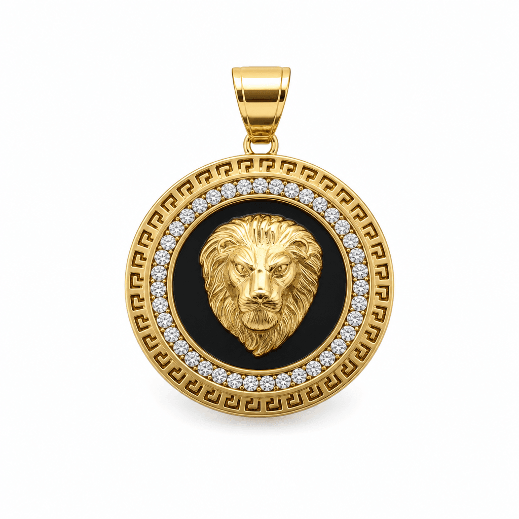 Lion Head Medallion Pendant in Gold
