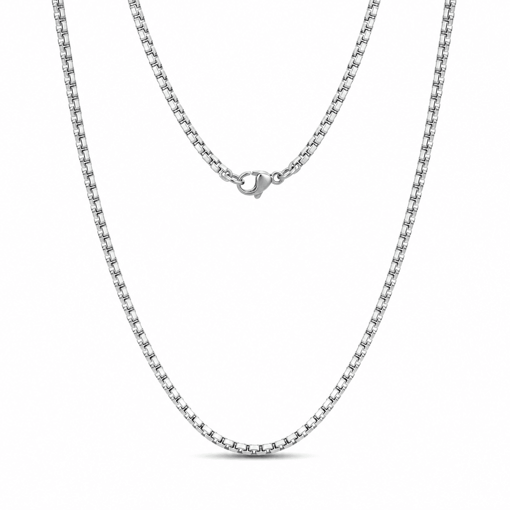 3mm Round Box Link Chain in Silver