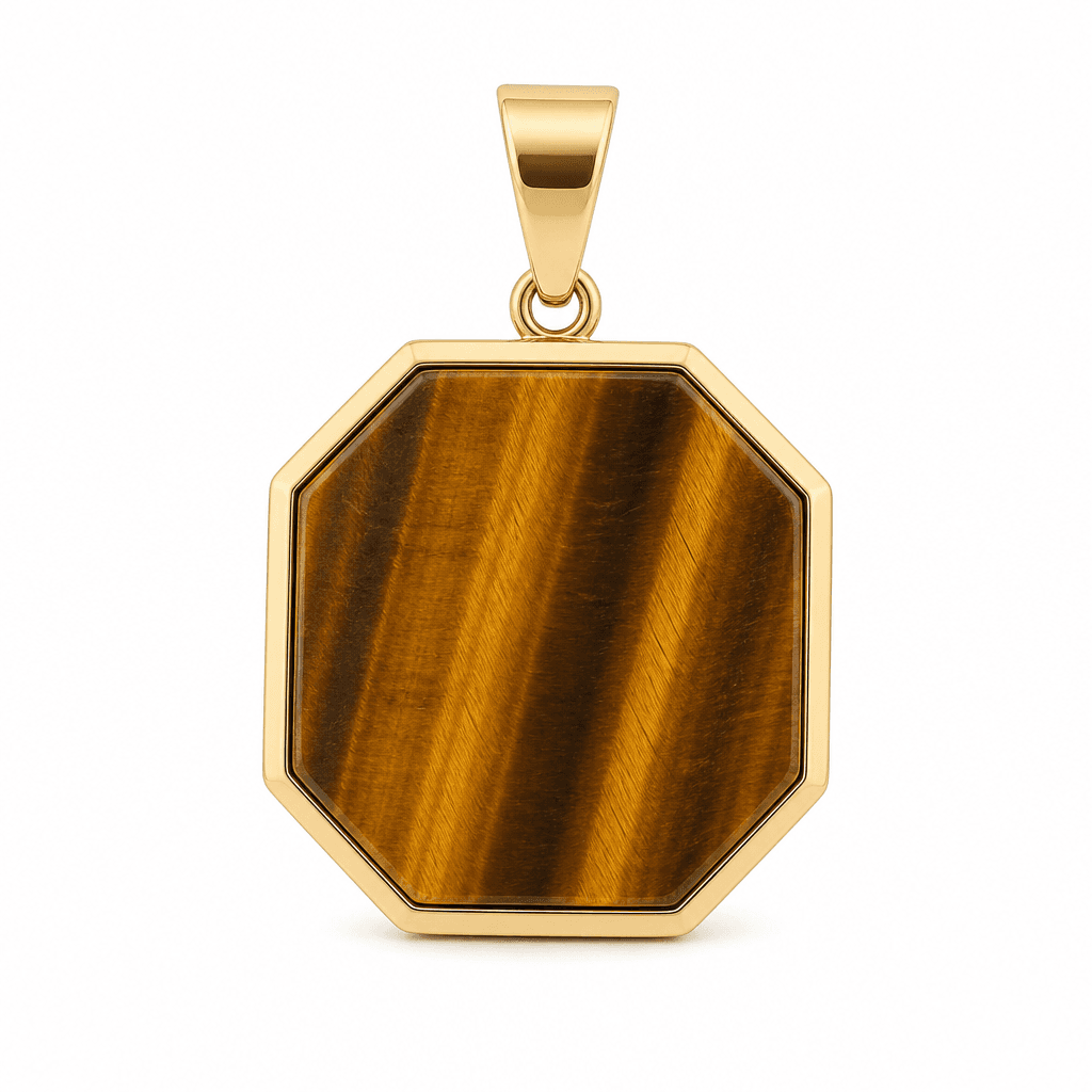 Tiger's Eye Octagon Pendant in Gold