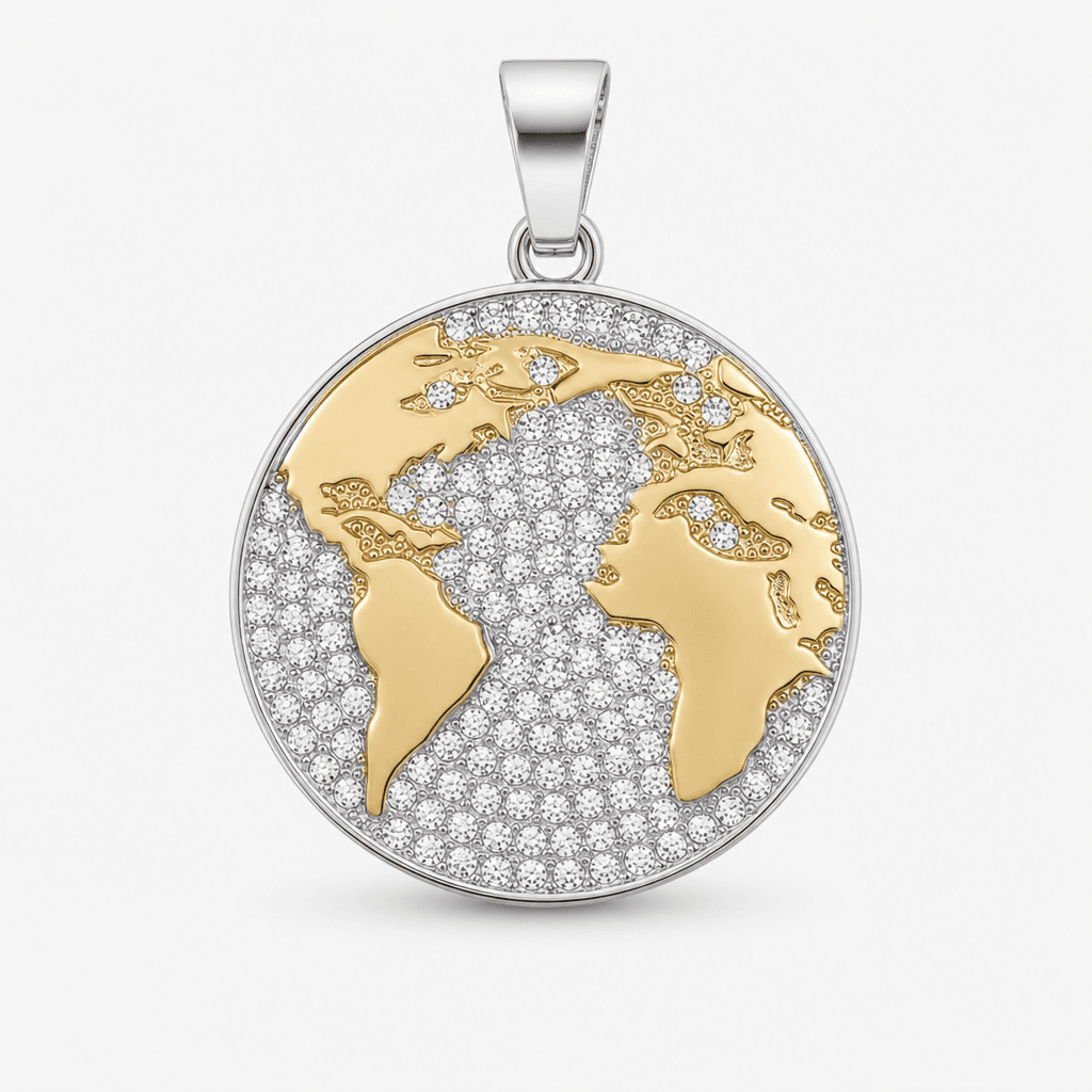 World Globe Pendant in Two Tone