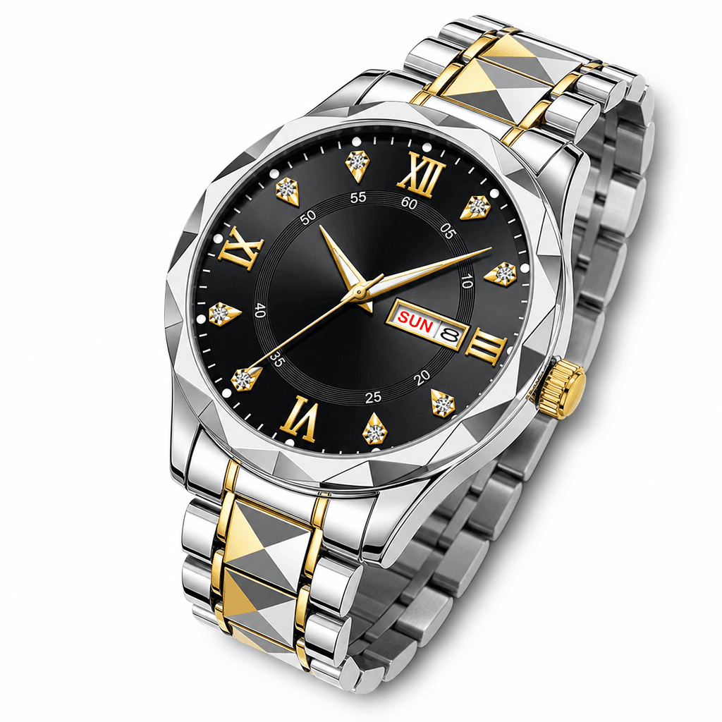 Faceted Bezel Day-Date Watch — Two Tone in Two Tone