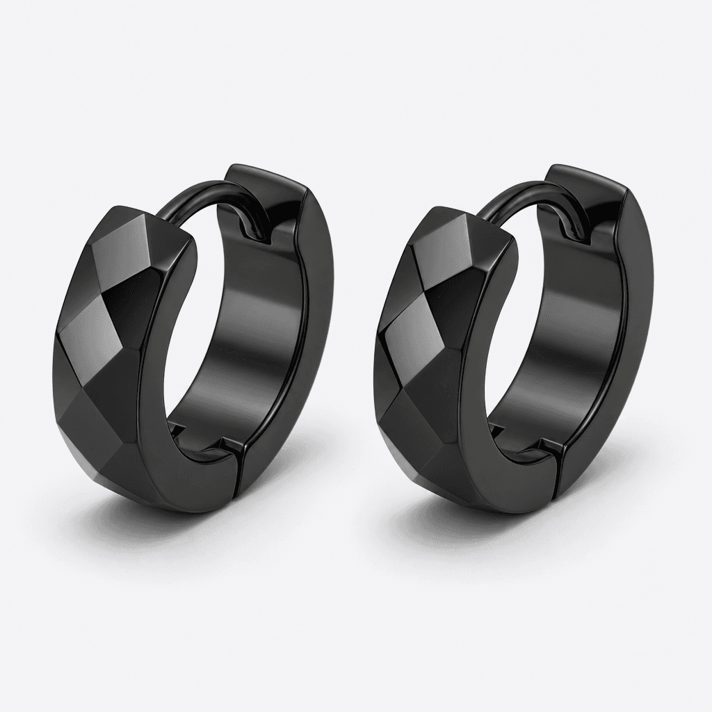 Faceted Polygonal Huggie Earrings