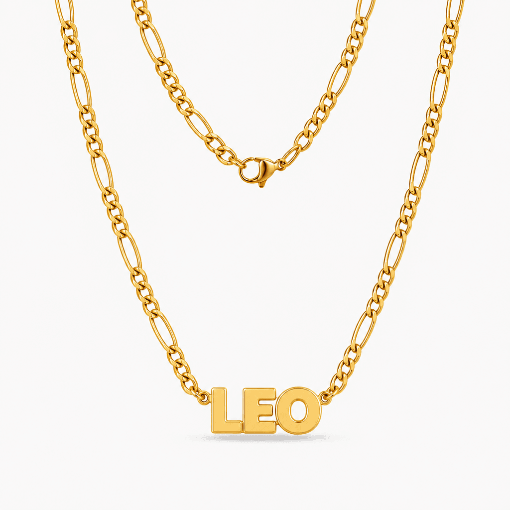 Zodiac Figaro Nameplate Necklace in Gold