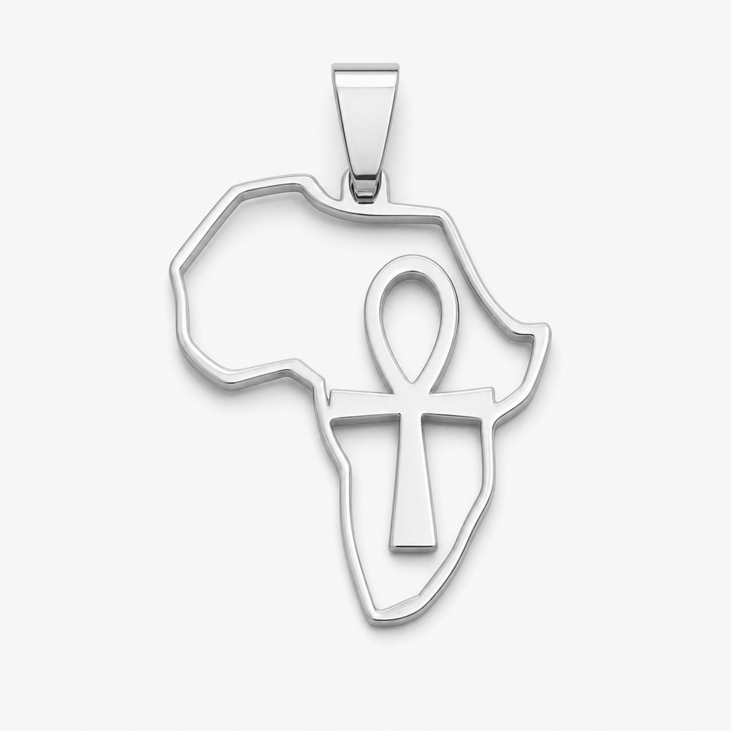 Africa Outline Ankh Pendant — silver