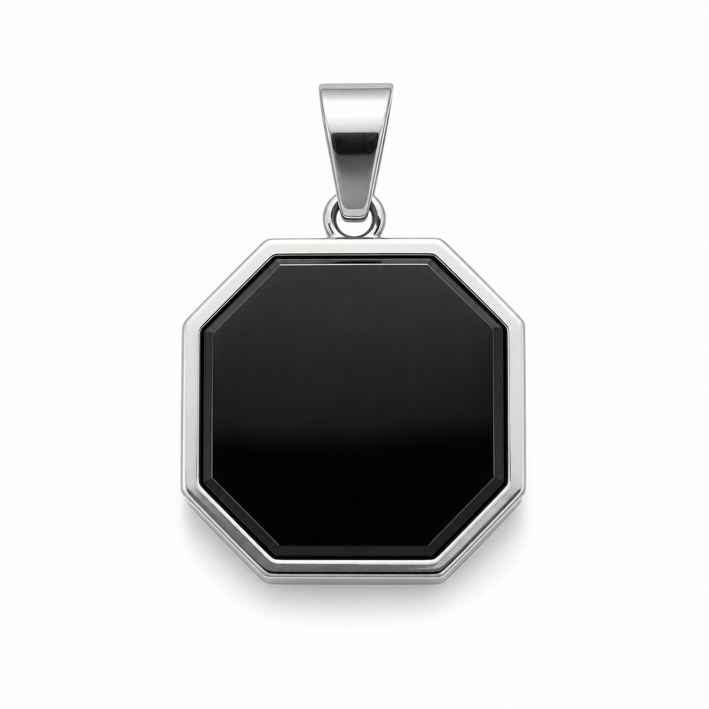 Black Onyx Octagon Pendant — gold