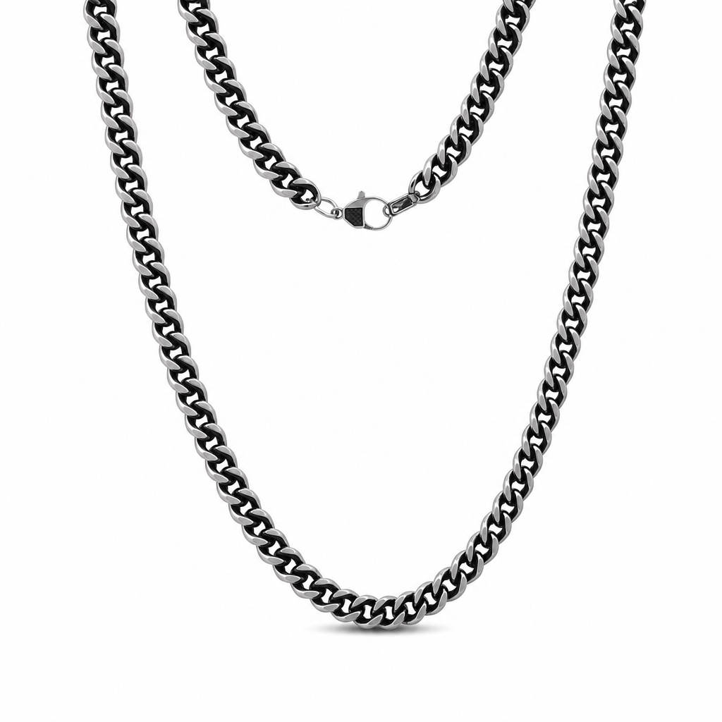 7mm Cuban Link Carbon Fiber Chain — silver