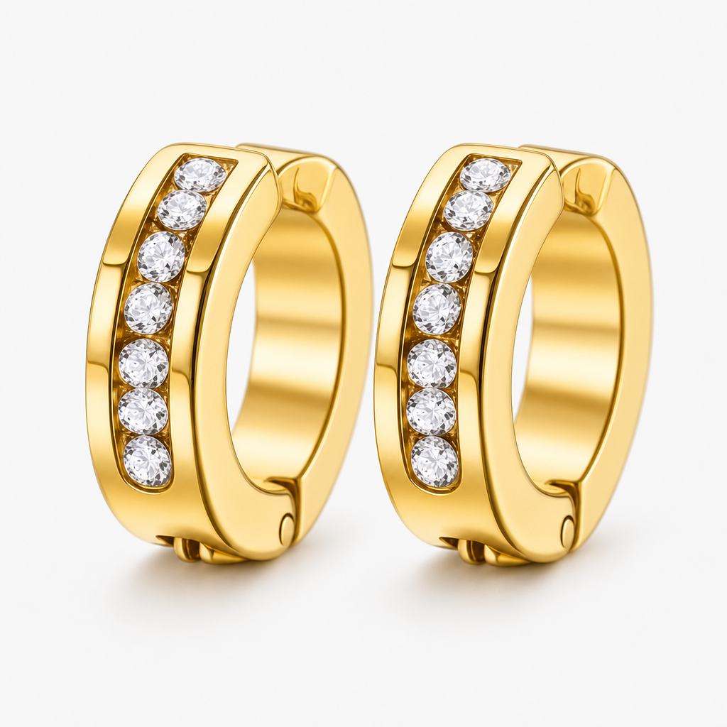 CZ-Paved Huggie Earrings — gold