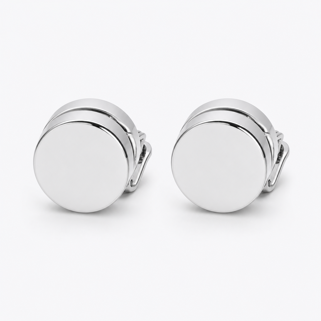 Disc Stud Clip-On Earrings — silver