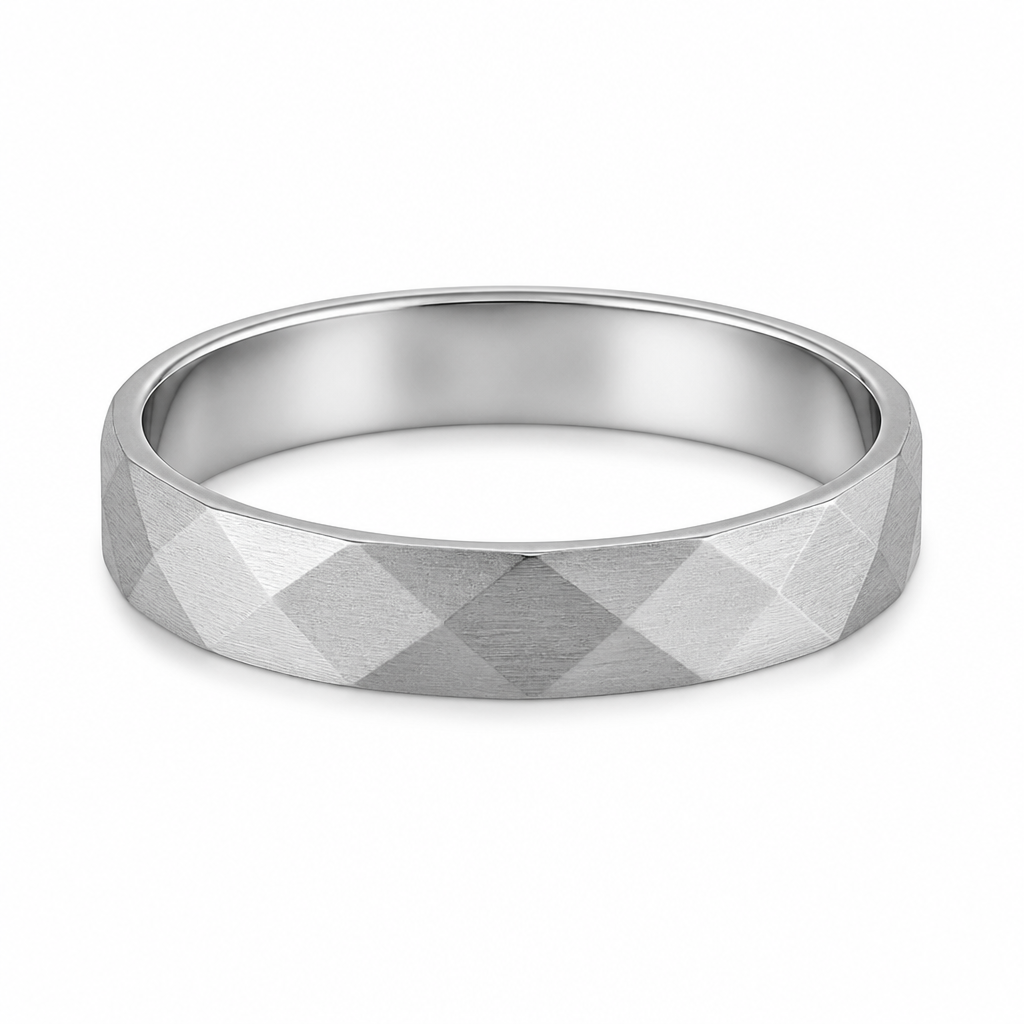 3mm Faceted Matte Band Ring — silver 3mm