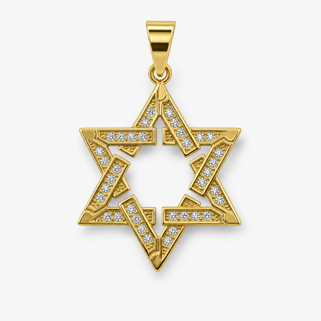 Iced Star of David Pendant — gold