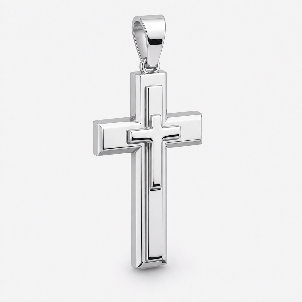 Laminated Cross Pendant — silver
