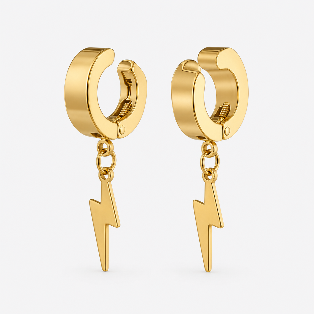 Lightning Bolt Clip Cuff Earrings — gold