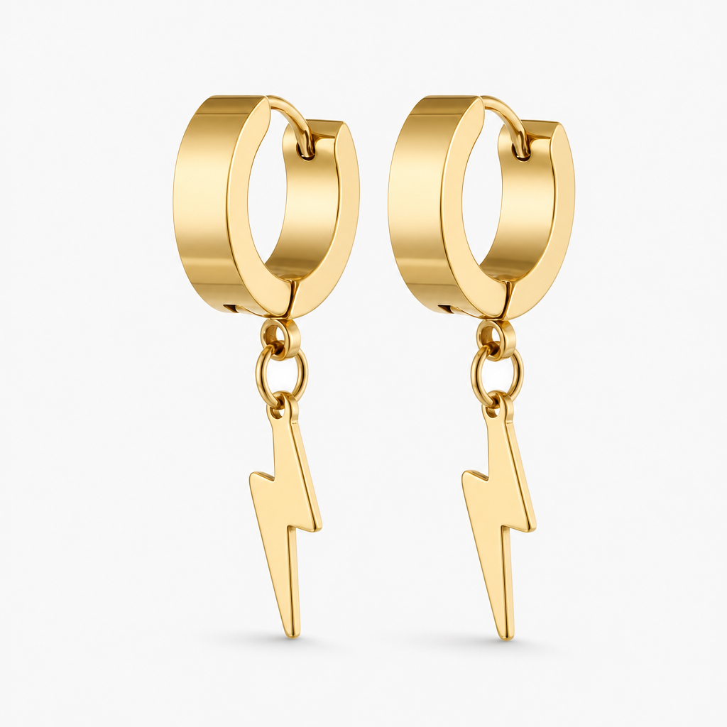 Lightning Bolt Huggie Earrings — gold