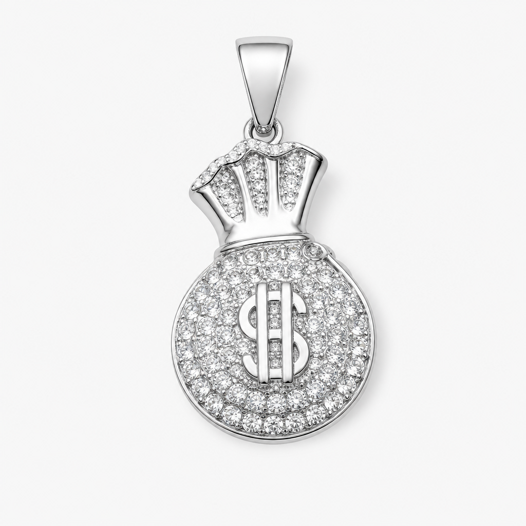 Money Bag Dollar Pendant — silver