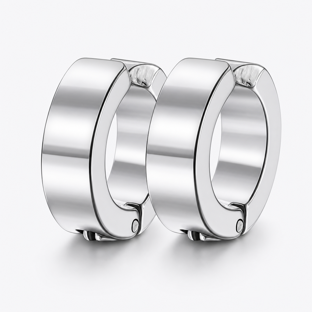 Polished Huggie Clip-On Earrings — silver