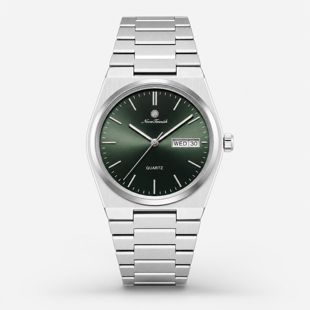 Round Day-Date Bracelet Watch — Green — green