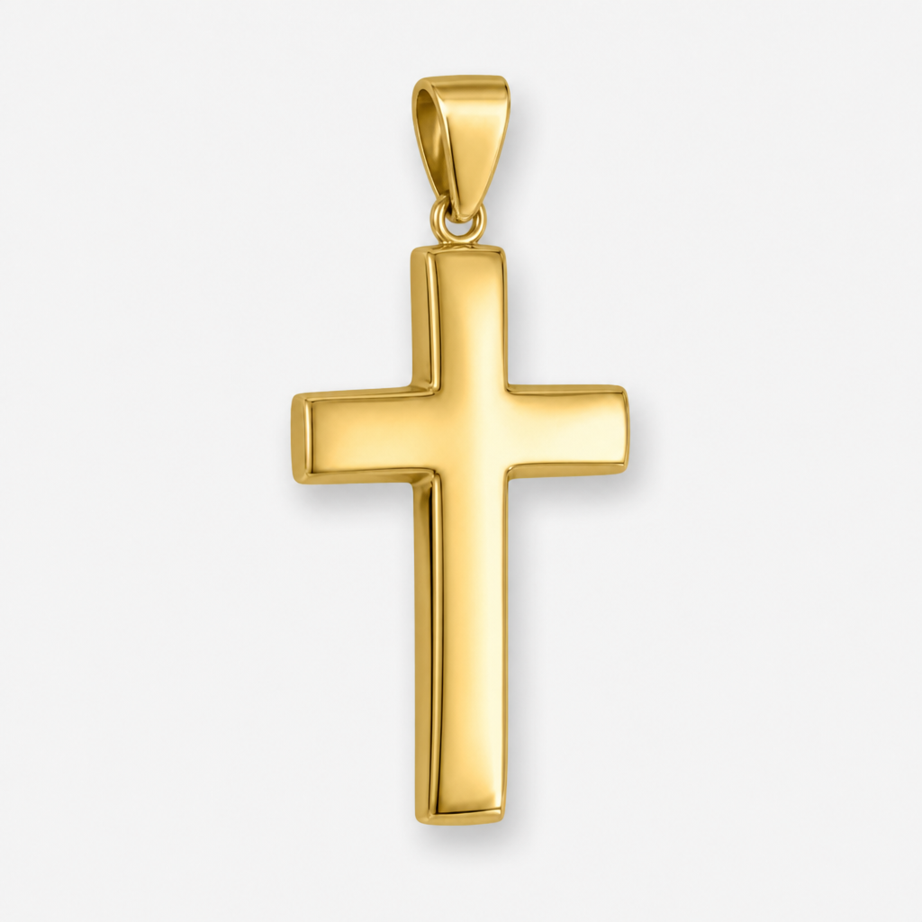 Rounded Latin Cross Pendant — gold