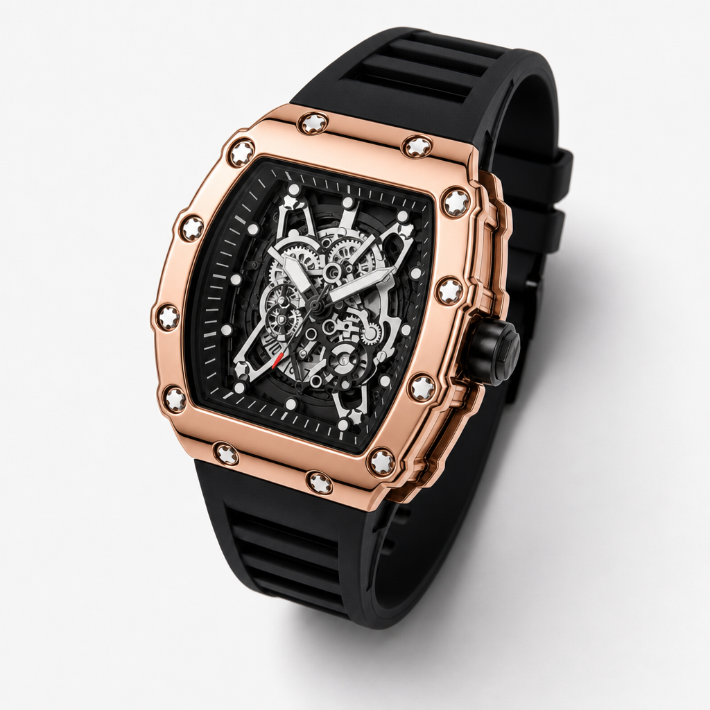 Tonneau Skeleton Sport Watch — Rose Gold — rose-gold