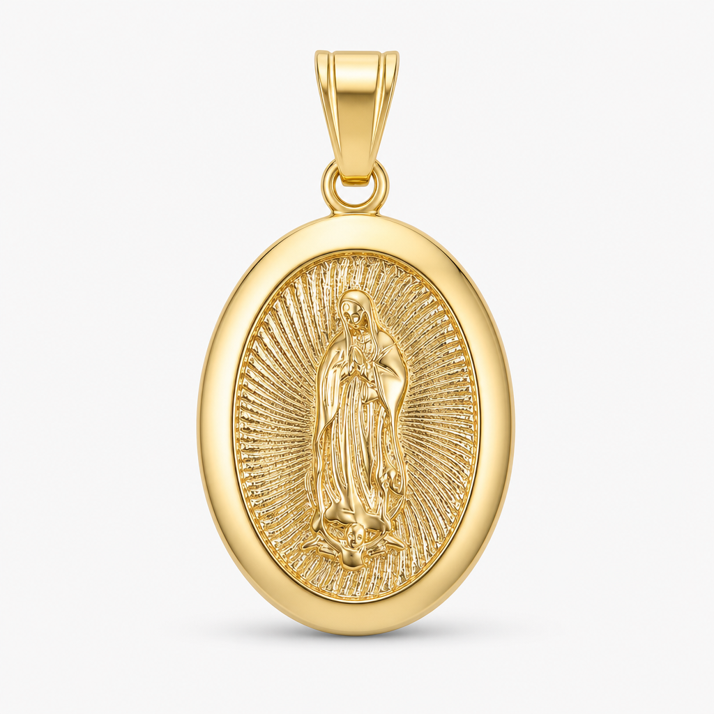 Virgin Mary Prayer Pendant — gold